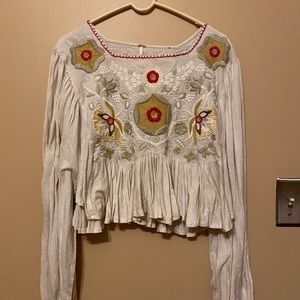 Free People blouse with patch detail